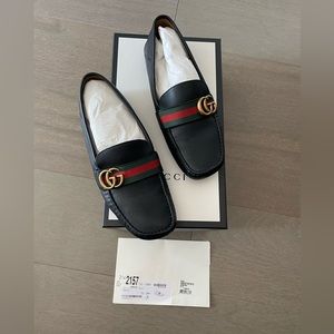 Mens GUCCI Noel Driver loafers black leather size 42 8.5 Gucci 9.5/10 us